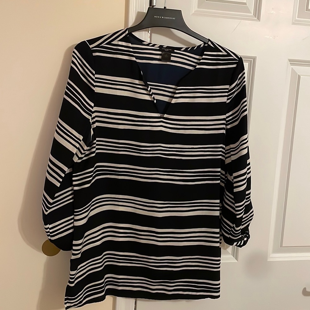 Navy and white striped top